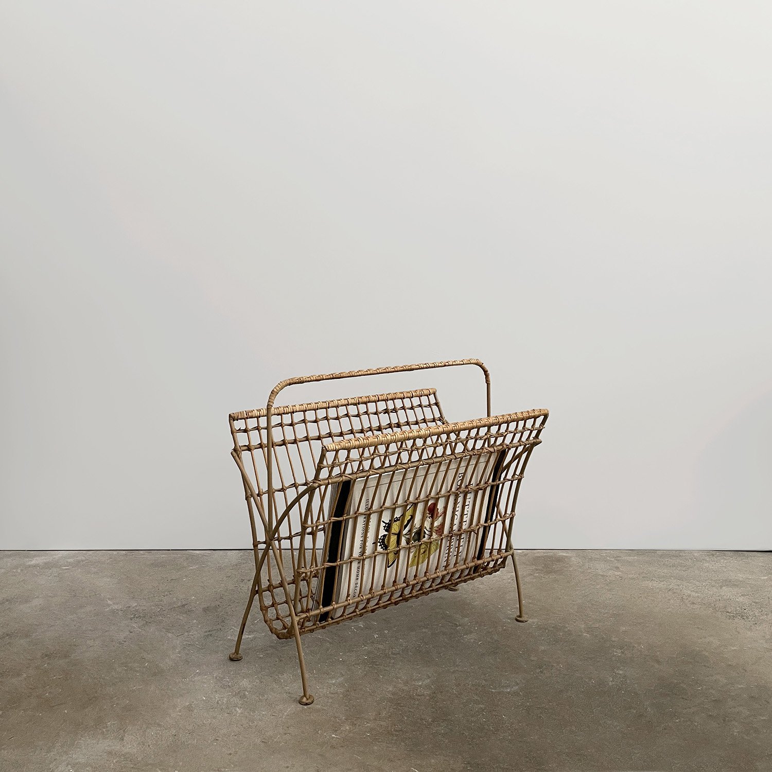 French Wicker & Iron Woven Magazine Rack — e l e p h a n t e